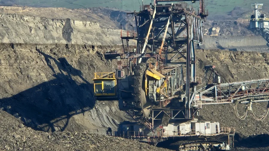 Bucket-wheel excavator cutting the working face